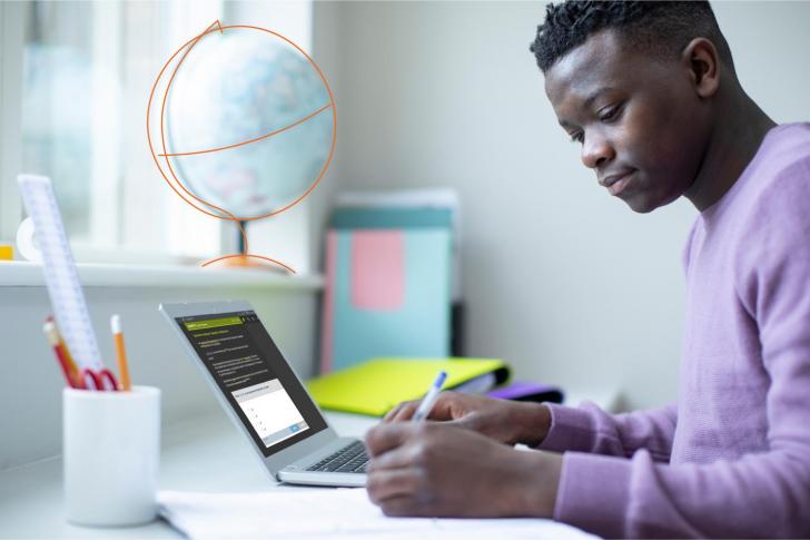Student sitting at his desk